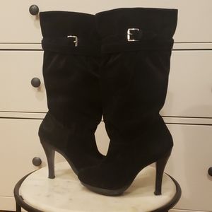 Michael Kors Kincaid Boots - Black Suede Slouch